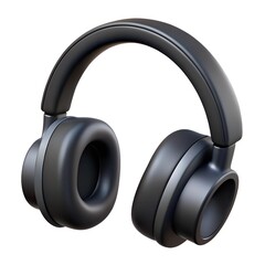 A pair of black headphones isolated on a white background