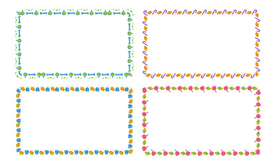 Hand drawn halloween frames template design collection on white