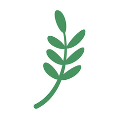 Hand drawn leaves on white background