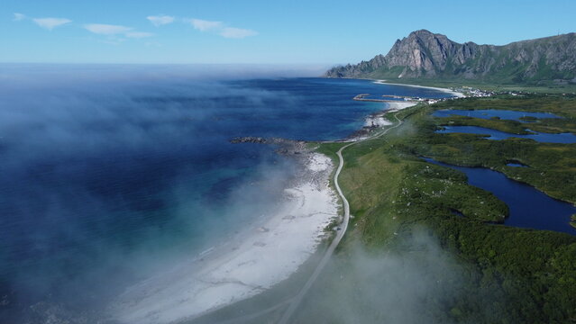 beautiful aerial view of the sea,Bleik, Norway