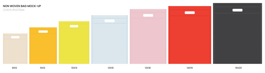 Non Woven Bag mockup, different shape and different color. vector collection