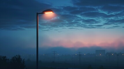 Poles with street lamps, road lighting, road lights.