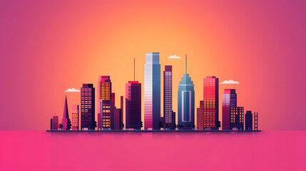 Urban planning flat design side view city development theme animation colored pastel