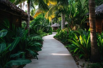 Fototapeta premium A navigated excitement retreat in exotic locales combines thrilling exploration with serene relaxation in stunning and remote destinations.