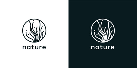 Coral Seaweed with a line  vector logo design inspiration