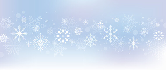 Elegant winter snowflake background vector illustration. Decorative snowflake and snowfall on light blue background. Design suitable for invitation card, greeting, wallpaper, poster, banner.