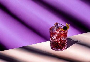 Sbagliato Rosa alcoholic cocktail drink with red liqueur and aperitif, champagne rose or sparkling...
