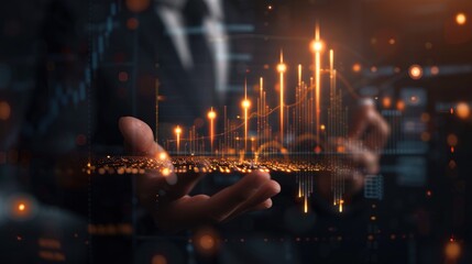 Abstract visualization of futuristic financial growth data