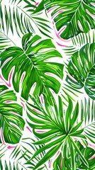 Elegant Green and Pink Leaf Pattern for Summer Style

