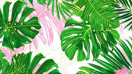 Elegant Green and Pink Leaf Pattern for Summer Style


