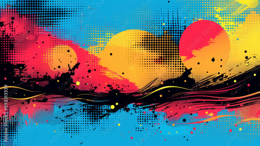 Fototapete typography design a blank colorful pop art background.generative ai