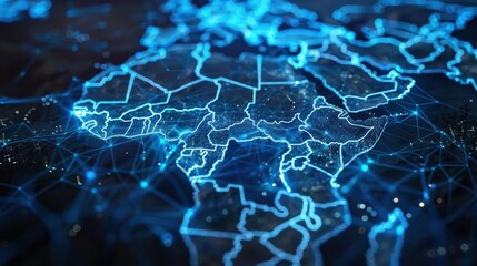 Digital Map of Africa with Global Network