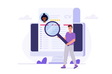 Hr manager man, Headhunting and recruiting  concept. Vector illustration.