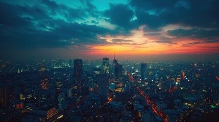 Fototapeta premium Dramatic Time-lapse Photo of City at Night