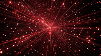 Fototapeta premium Dots and lines penetrate upward through particle trajectory network technology and speed sense background