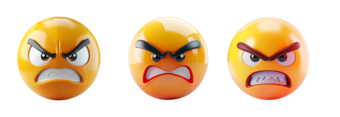 3d angry face on transparent background