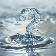 ice question mark in water with bubbles and soft light