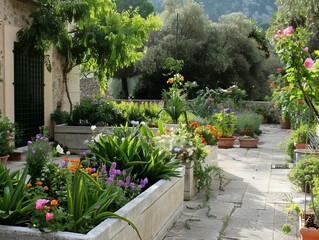 Obraz premium Majestic Mediterranean Raised Garden in Valldemossa, Mallorca