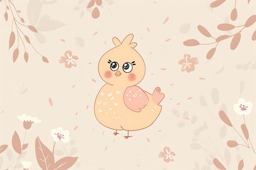 Charming Cartoon Chick Character Illustration