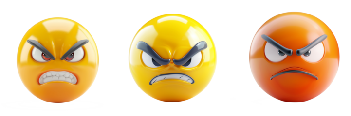 3d business face angry icon on transparent background