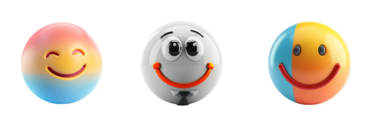 3d business face smile icon on transparent background