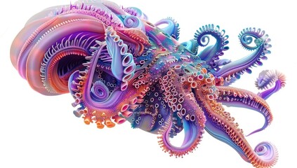 Fototapeta premium Dynamic Tentacle Shapes in Bright Colors