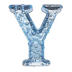 Fototapeta premium ice letter y in water with bubbles and soft light