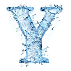 ice letter y in water with bubbles and soft light