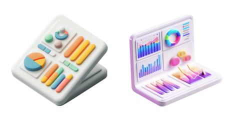 3D dashboards icon on transparent background