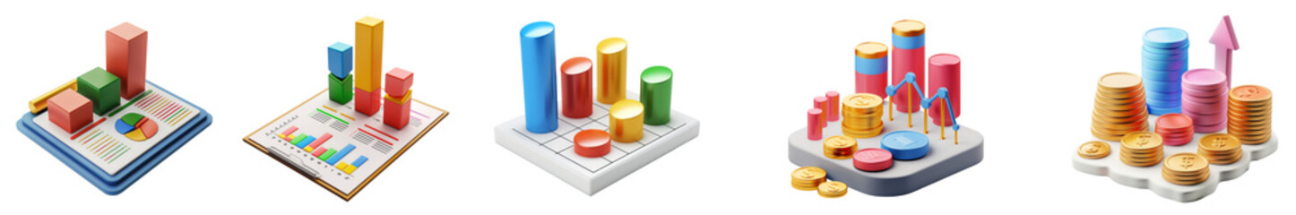 3d financial statement icon on transparent background