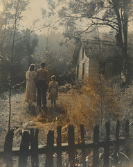 Obraz premium Ghost Family 1960s.generative ai