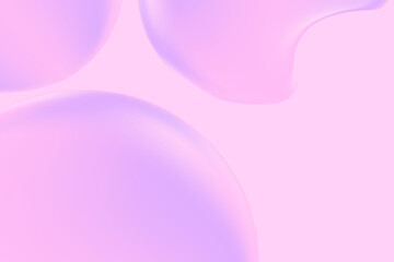 Abstract light violet, pink holographic liquid wavy shapes, flowing colorful gradient textured background with copy space. Fluid organic forms, smooth fluids like gel, collagen, serum.