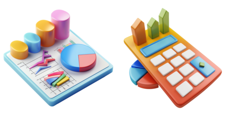 3d income statement icon on transparent background
