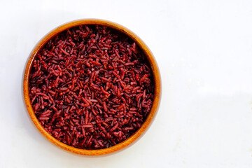 Cooked black berry rice in bowl