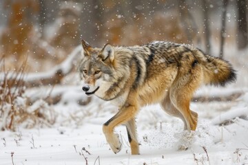 Obraz premium Gray Wolf in winter snow