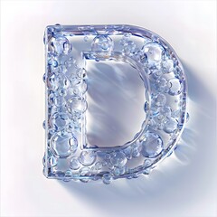 ice letter d in water with bubbles and soft light 