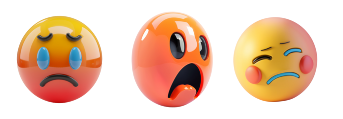 3d shy face icon on transparent background