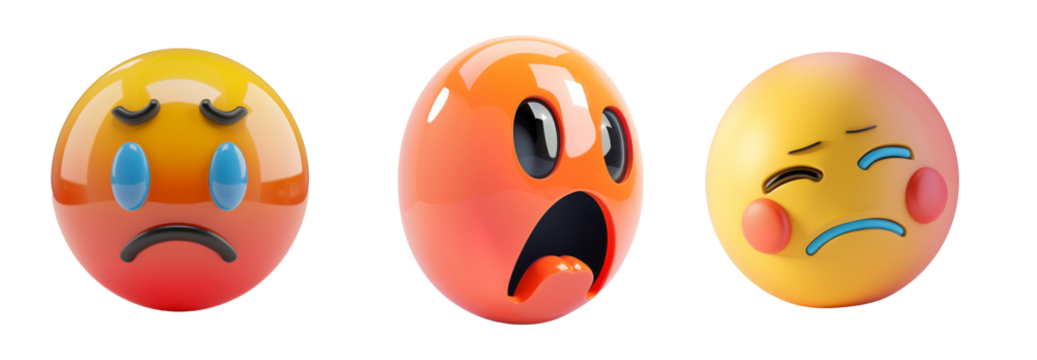 3d shy face icon on transparent background