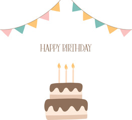 Birthday cake card on white background 