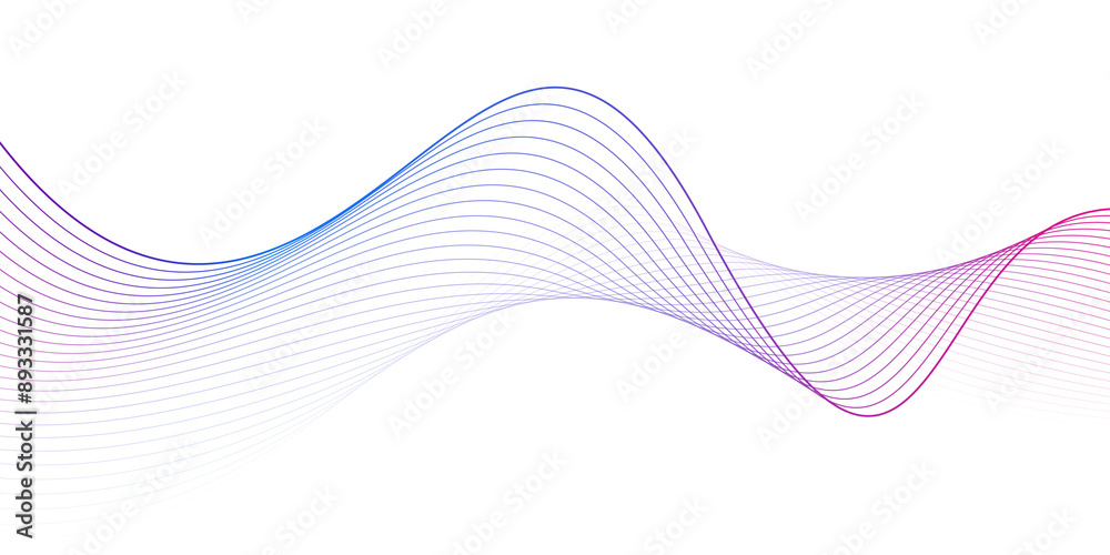 Aufkleber modern abstract glowing wave lines on dark background. smooth curved wave line. dynamic flowing wave