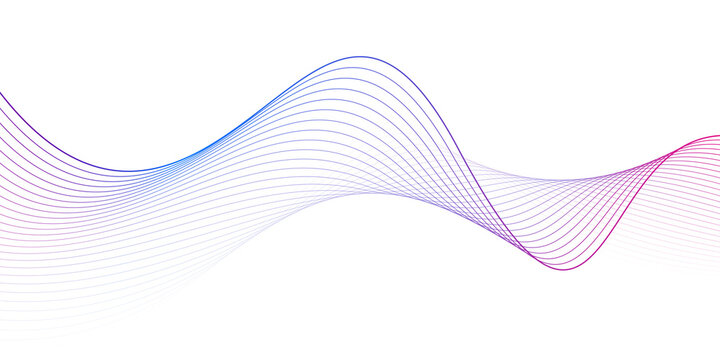 Modern abstract glowing wave lines on dark background. Smooth curved wave line. Dynamic flowing wave lines design element. Futuristic technology and sound wave pattern. PNG.