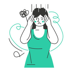 Mental Health character illustration with line style, perfect for user interface project