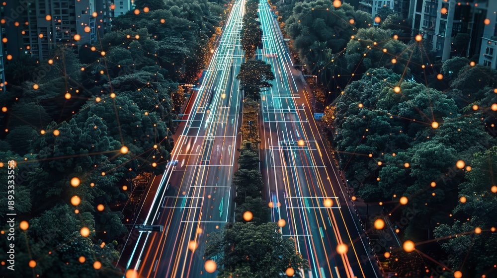 Aufkleber Conceptual design for a smart city commute transportation system using automatic sensing under flyovers.