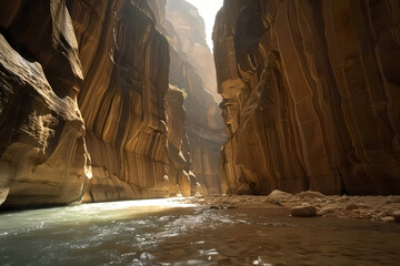 Timeless river carving through crimson canyons, showcasing the breathtaking beauty and geological wonders of nature.