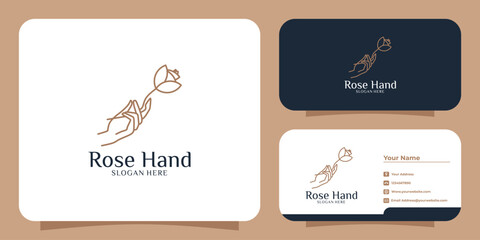 Naklejka premium Set of hand drawn feminine and modern floral logo templates