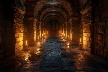 Ancient chambers leading to a secret sanctuary are shrouded in dim lighting, enhancing the sense of mystery and intrigue.