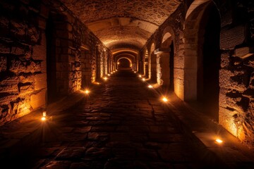 Ancient chambers leading to a secret sanctuary are shrouded in dim lighting, enhancing the sense of mystery and intrigue.