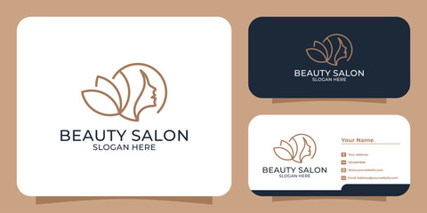 Hand drawn modern and feminine beauty template logo set