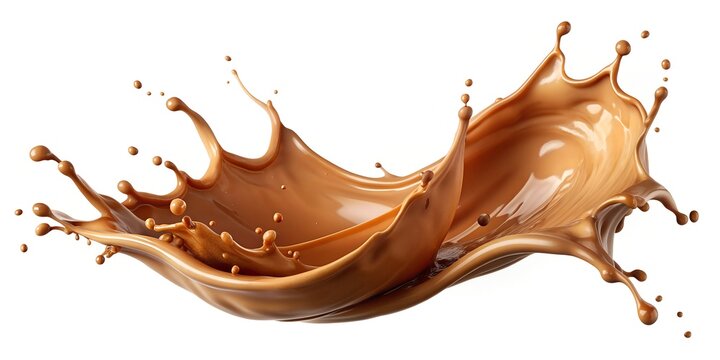 flowing brown coffee splash cut out similar to chocolate milk tea caramel AI-Created Content