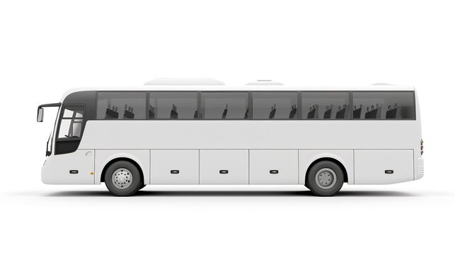 white tour bus isolated on white Background 